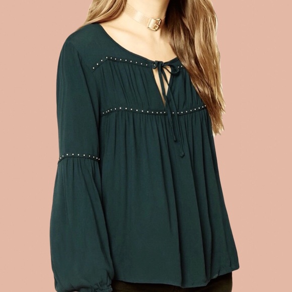 Forever 21 Studded Long-Sleeve Peasant Blouse - Picture 1 of 8